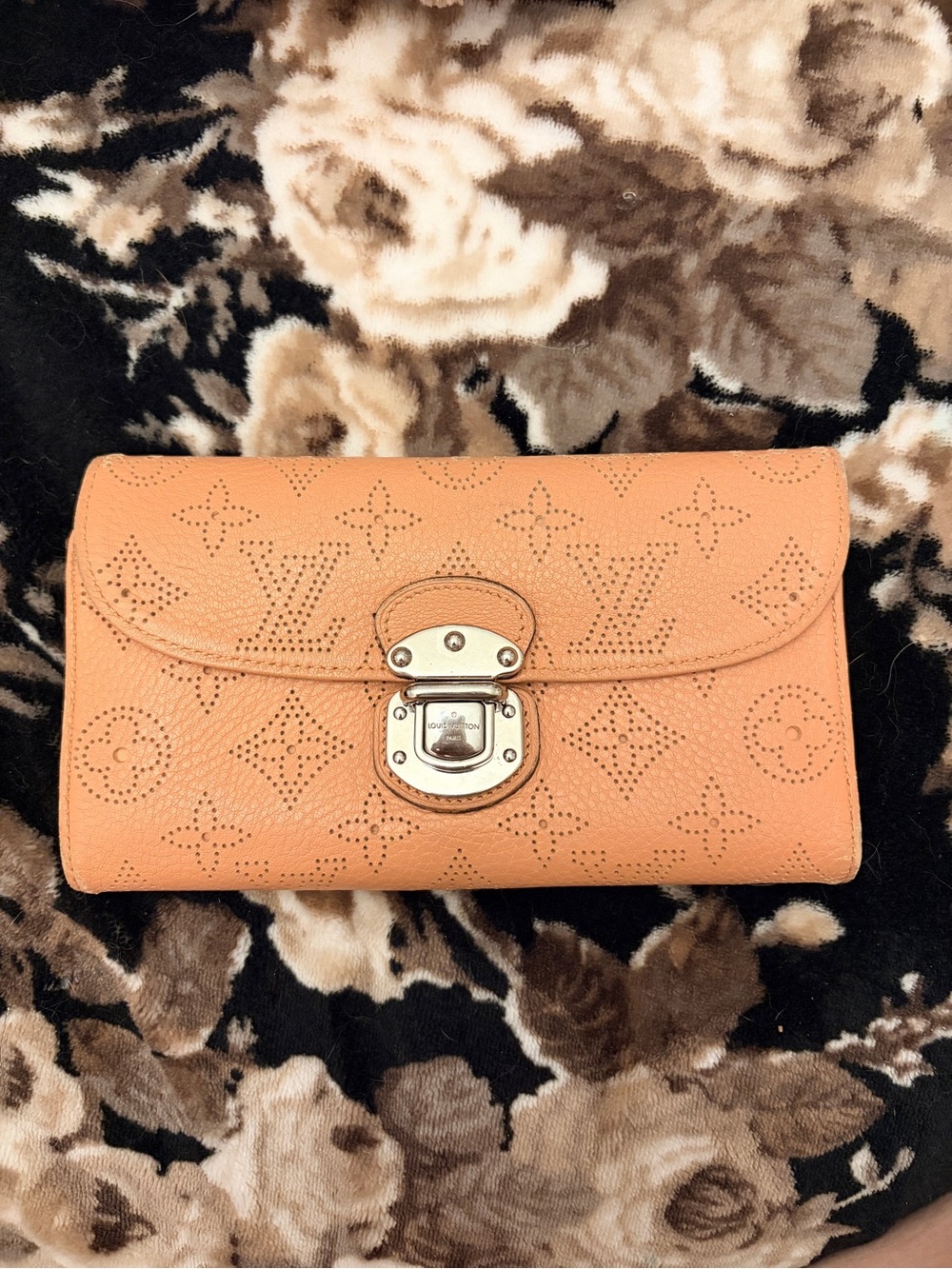 Louis Vuitton Peach Perforated Monogram Clasp Wallet